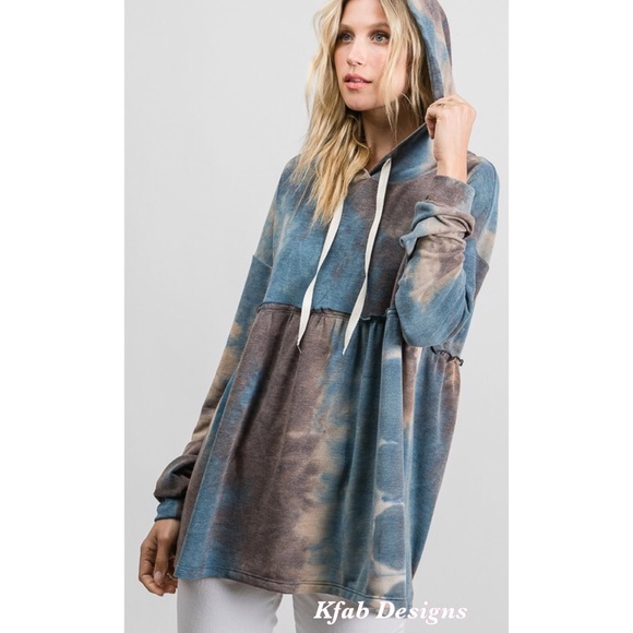 LAST! ❤️So Soft Tie Dye Babydoll Lounge Hoodie! - Picture 6 of 7